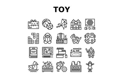 Toy Shop Sale Product Collection Icons Set Vector