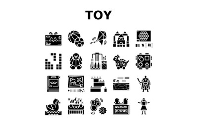 Toy Shop Sale Product Collection Icons Set Vector