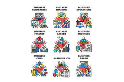 Business Training Set Icons Vector Illustrations