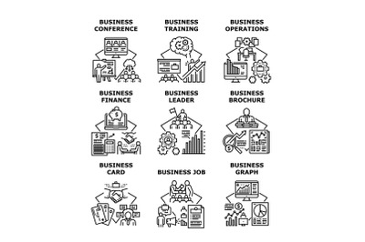 Business Training Set Icons Vector Illustrations