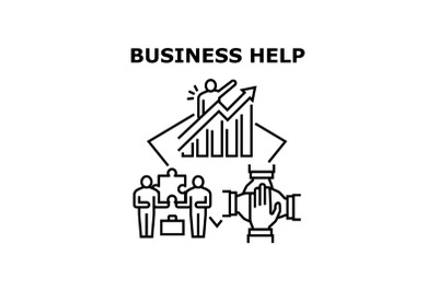 Business Help Vector Concept Black Illustration