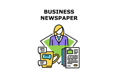 Business Newspaper Reading Vector Concept Color