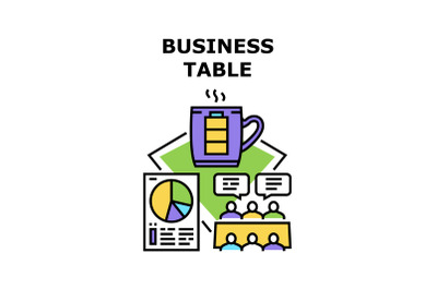 Business Table Vector Concept Color Illustration