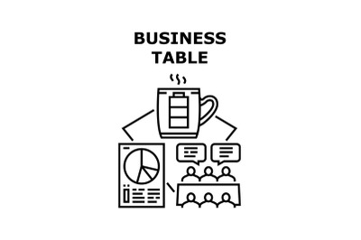 Business Table Vector Concept Black Illustration