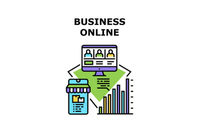 Business Online Vector Concept Color Illustration