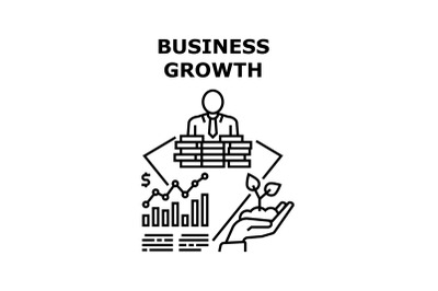 Business Growth Vector Concept Black Illustration
