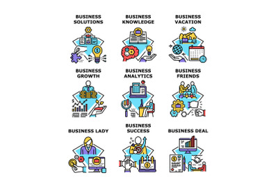 Business Knowledge Set Icons Vector Illustrations