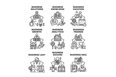 Business Knowledge Set Icons Vector Illustrations