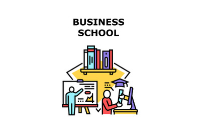 Business School Vector Concept Color Illustration