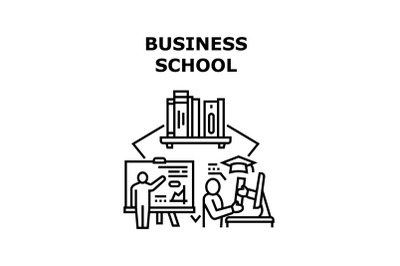 Business School Vector Concept Black Illustration