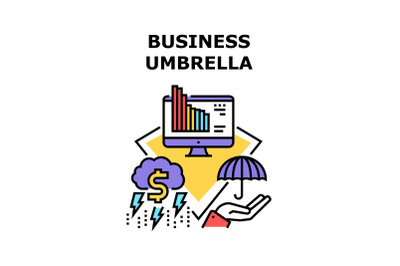 Business Umbrella Protect Vector Concept Color