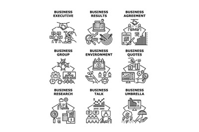 Business Research Set Icons Vector Illustrations