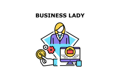 Business Lady Vector Concept Color Illustration