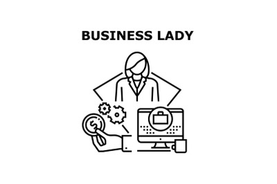 Business Lady Vector Concept Black Illustration