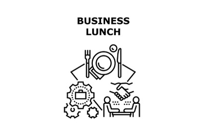 Business Lunch Vector Concept Black Illustration