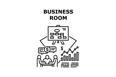 Business Room Vector Concept Black Illustration