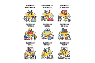 Business School Set Icons Vector Illustrations