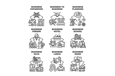 Business School Set Icons Vector Illustrations