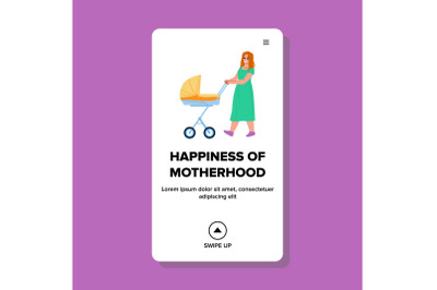 Woman Happiness Of Motherhood Walk Outside Vector