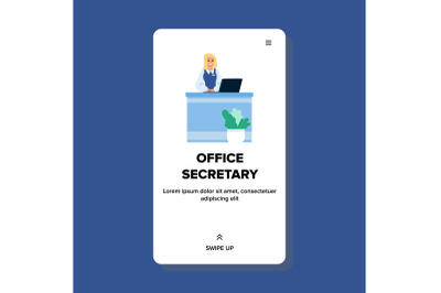 Office Secretary Working At Reception Desk Vector