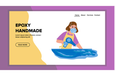 Epoxy Handmade Doing Artist In Workshop Vector