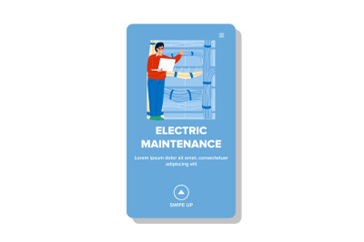 Electric Maintenance Worker Checking Cord Vector