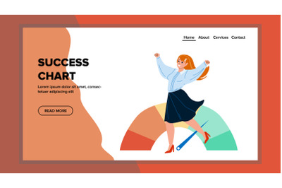 Success Chart Achievement Celebrating Girl Vector