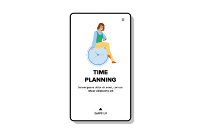 Time Planning Young Woman Businesswoman Vector