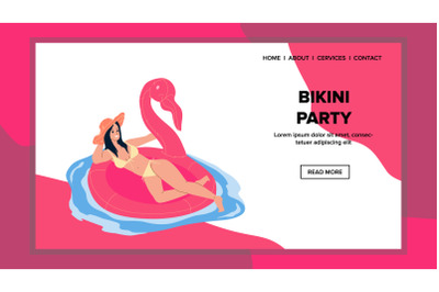 Bikini Party In Swimming Pool Or Sea Beach Vector