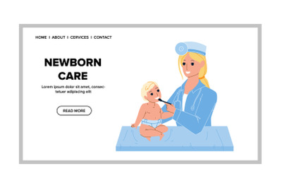 Newborn Care Nurse Woman In Clinic Office Vector