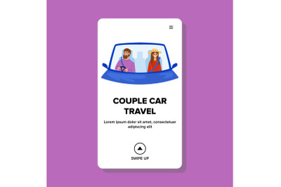 Man And Woman Couple Car Travel Together Vector