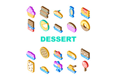 Dessert Delicious Food Collection Icons Set Vector