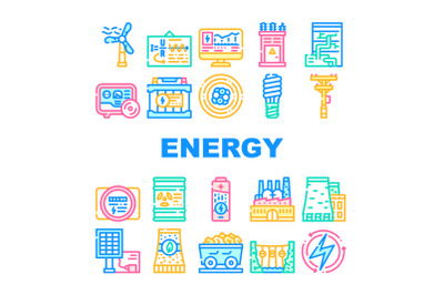 Energy Manufacturing Collection Icons Set Vector