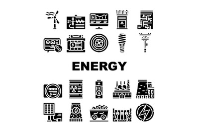 Energy Manufacturing Collection Icons Set Vector