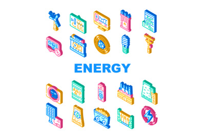 Energy Manufacturing Collection Icons Set Vector