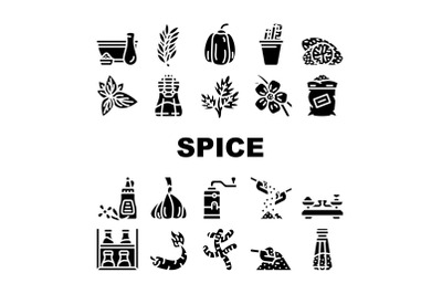 Spice Vegetable Food Collection Icons Set Vector