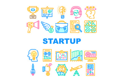 Startup Business Work Collection Icons Set Vector