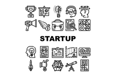 Startup Business Work Collection Icons Set Vector