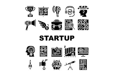 Startup Business Work Collection Icons Set Vector