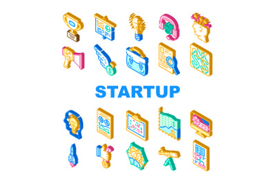 Startup Business Work Collection Icons Set Vector