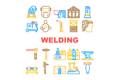 Welding Engineering Collection Icons Set Vector