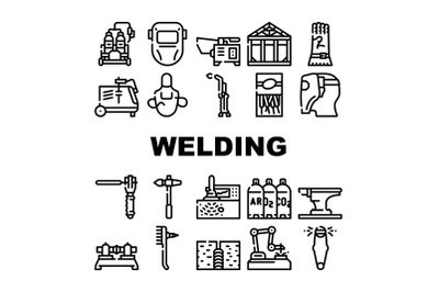 Welding Engineering Collection Icons Set Vector