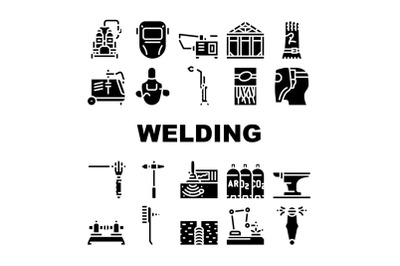 Welding Engineering Collection Icons Set Vector