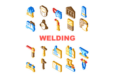 Welding Engineering Collection Icons Set Vector