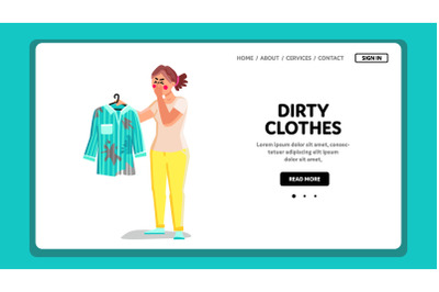 Dirty Clothes Holding Woman With Disgust Vector