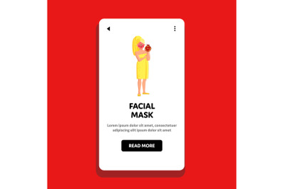 Beauty Facial Mask Applying Young Woman Vector