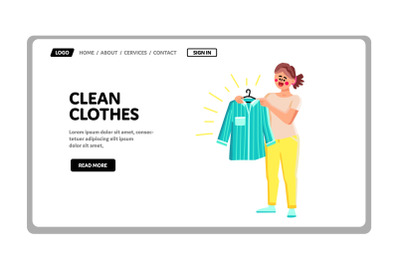 Freshness Clean Clothes Hold Happy Girl Vector