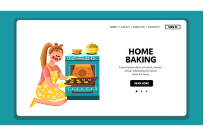 Housewife Home Baking Occupation In Kitchen Vector