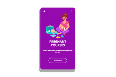 Pregnant Courses Learning Young Mother Vector