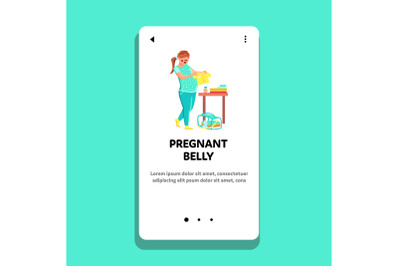 Woman With Pregnant Belly Folding Clothes Vector